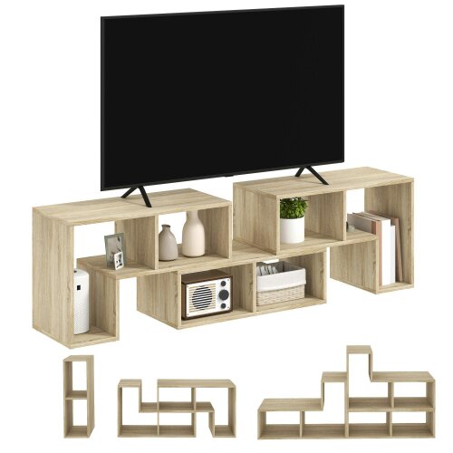 Wyld Haus Tota 134cm Natural Wood Effect 3 Block Modular TV Stand