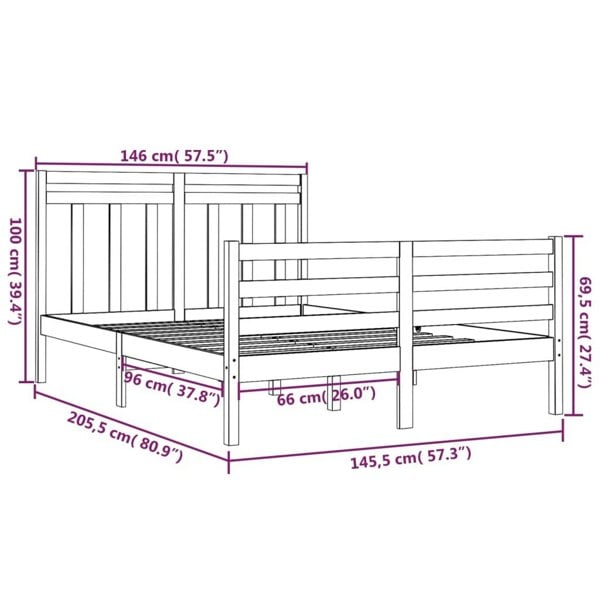 Berkfield Bed Frame Solid Wood 140x200 cm