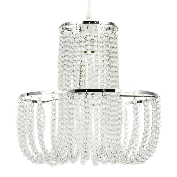 Striking Two Tier Chandelier Style Pendant Shade with Chrome Frame Image 1