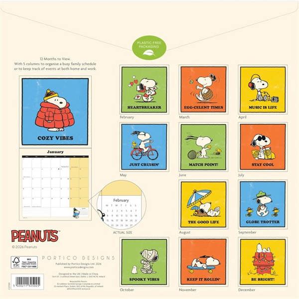 Snoopy Calendar 2027, Wall Calendars, Month To View, Entertainment, Gift