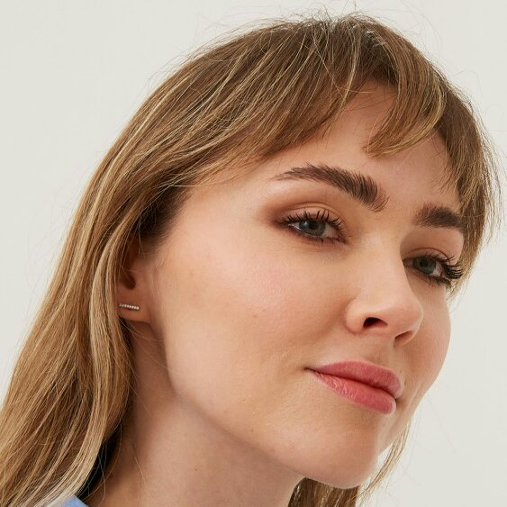 Spero London Chained Bar Chain and Bar Earring Set in Sterling Silver - Pair
