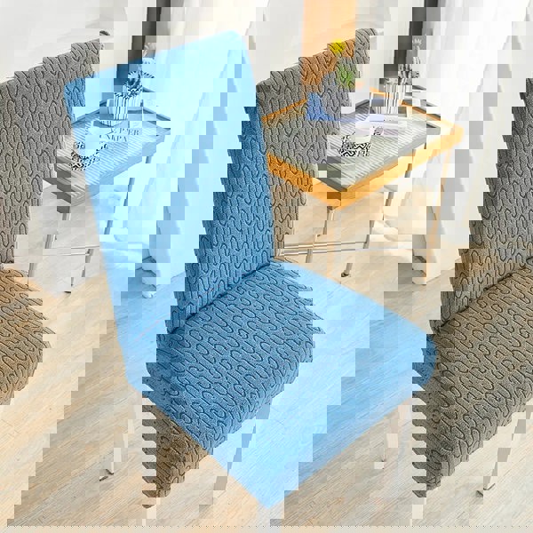 Anyseat Chair Cover Blue Wavey Lines Design with Elastic Material for Dining Room Kitchen Wedding Hotel Banquet Restaurant