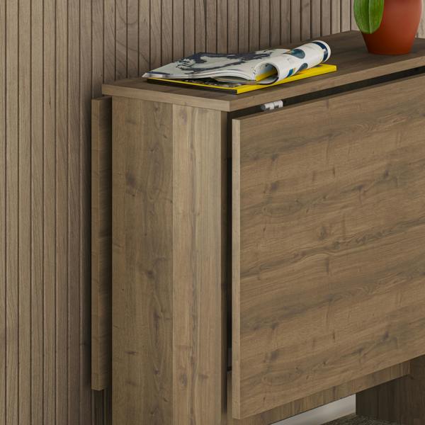Decortie Modern Artemio Foldable Table Dark Oak Effect Rectangular Engineered Wood Folding Table 130(W)x76(D)x73.4(H)cm Kitchen