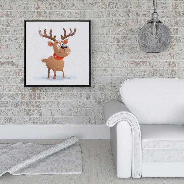 Warren Reed Reindeer In A Scarf Framed Canvas