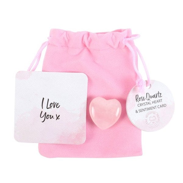 Serano I Love You Rose Quartz Crystal Heart in a Bag