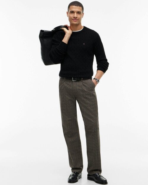 Tommy Hilfiger Classic Cable Mens Crew Jumper - Black