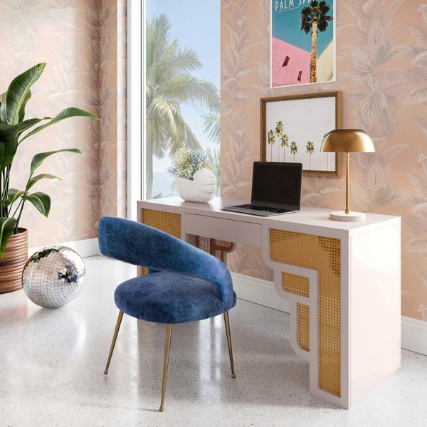 Furniture Edit Suzie Cream & Rattan Executive Desk