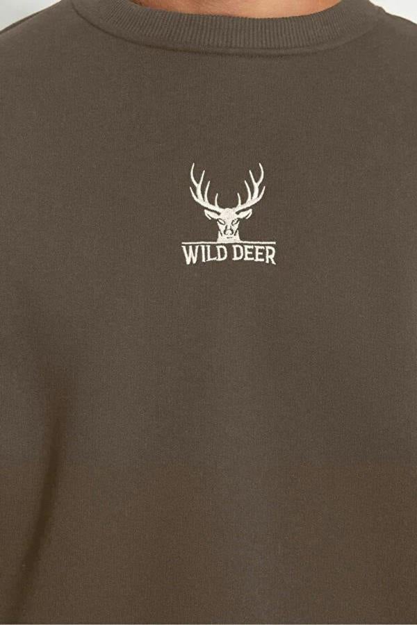 WOVCOR Crew Neck Animal Embroidered Men's Sweatshirt