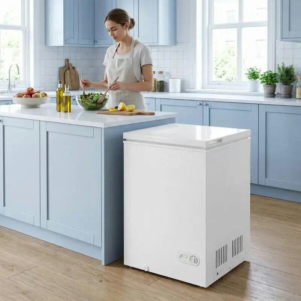 91L Freestanding Chest Freezer with Removable Storage Basket, Chest Freezer with Mechanical Temperature Control, White - White