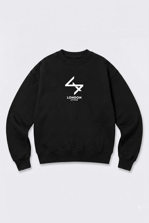 London Attitude Oversized Japanese Inspired Graphic Sweatshirt in Black