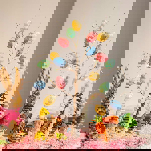 24 LED Easter Tree with Colourful Egg Decorations – Birch Twig Tree, Battery or USB Powered, Easter Table Decor Gift