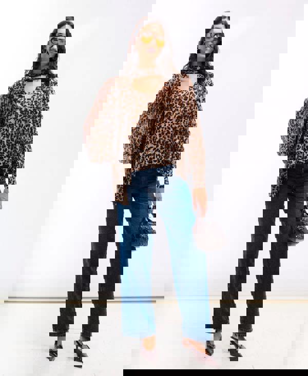 Leopard Pussybow Neck Blouse