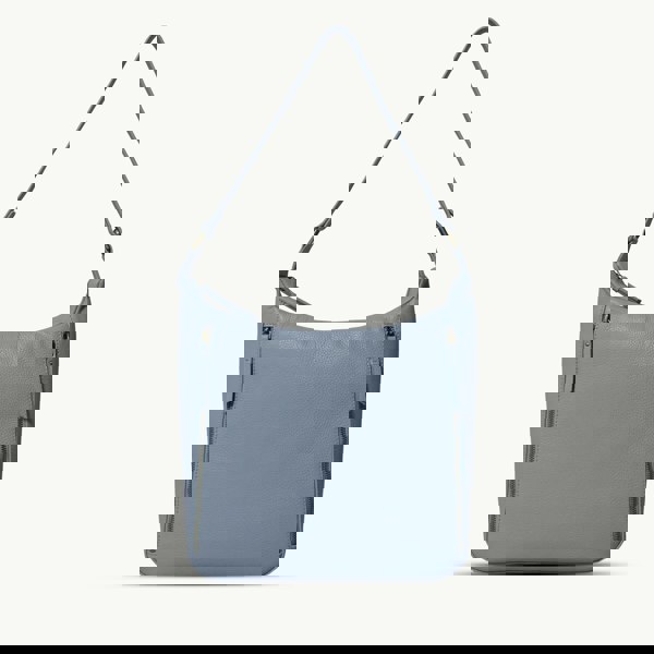 Assots London 'PAMELA' Pastel Blue Pebble Grain Real Leather Designer Shoulder Hobo Bag