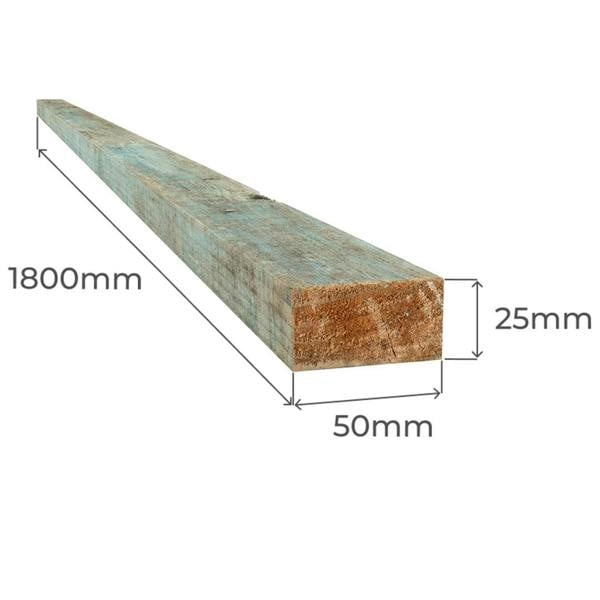 Snowdon Timber Reject Treated 2x1" Blue Batten (T) 25mm (W) 50mm (L) 1.8m - Pack of 10