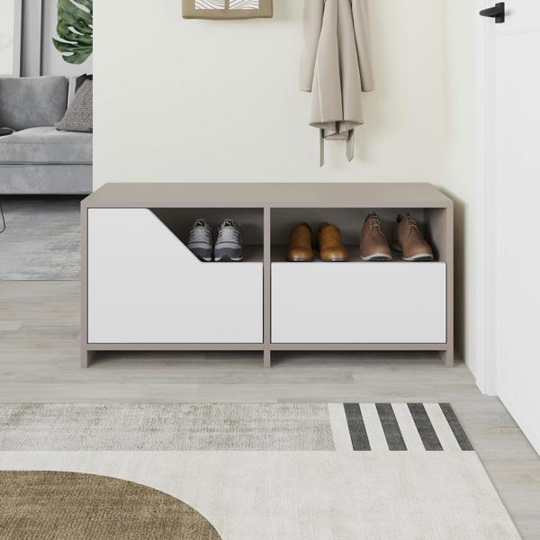 Decortie Modern Nexus Shoe Cabinet 105(W) 2-Door Storage and Open Shelf Space Saver Engineered Wood Hallway