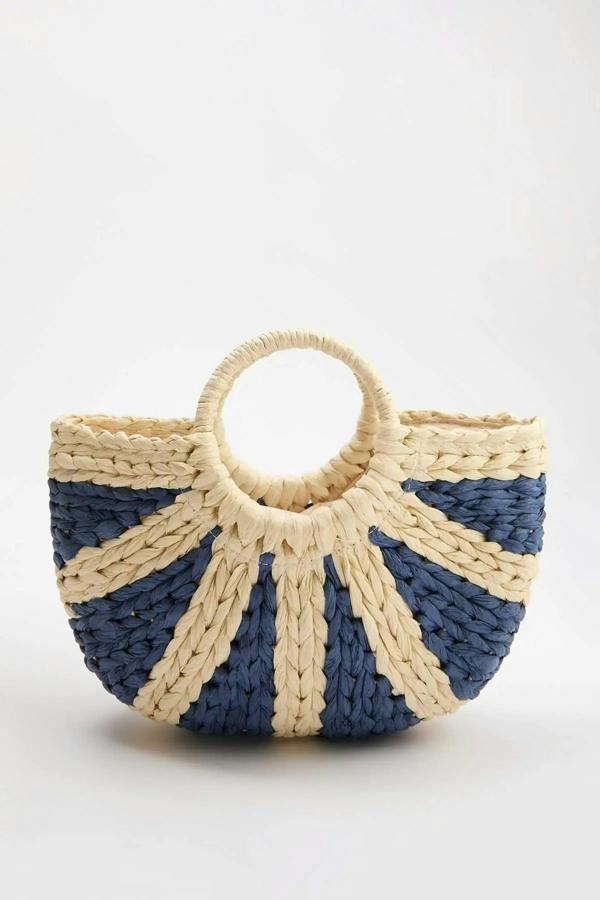 WOVCOR Color Blocked Woven Oval Women Medium Size Bag