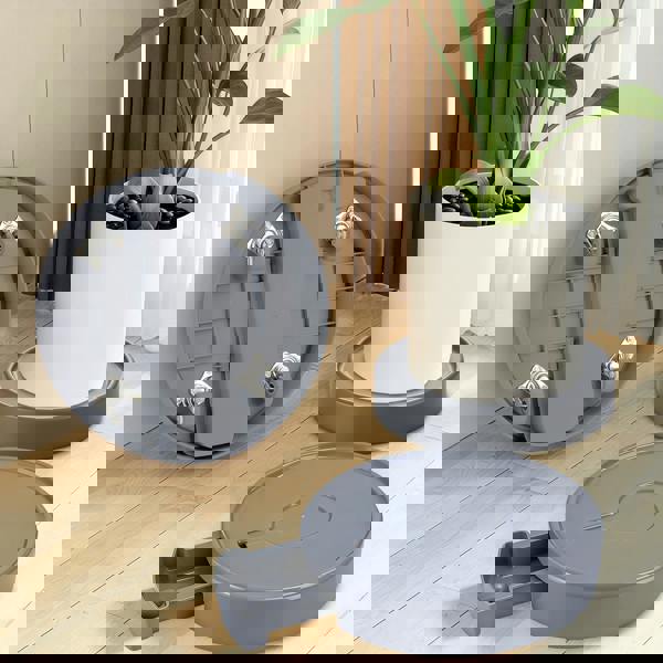 deAO Toys 2 Pack Plant Pot Mobile Mover Saucer with Hidden Wheels, Removable Drip Tray Pot Stand Plant Caddy for Indoor Outdoor Plants Grey