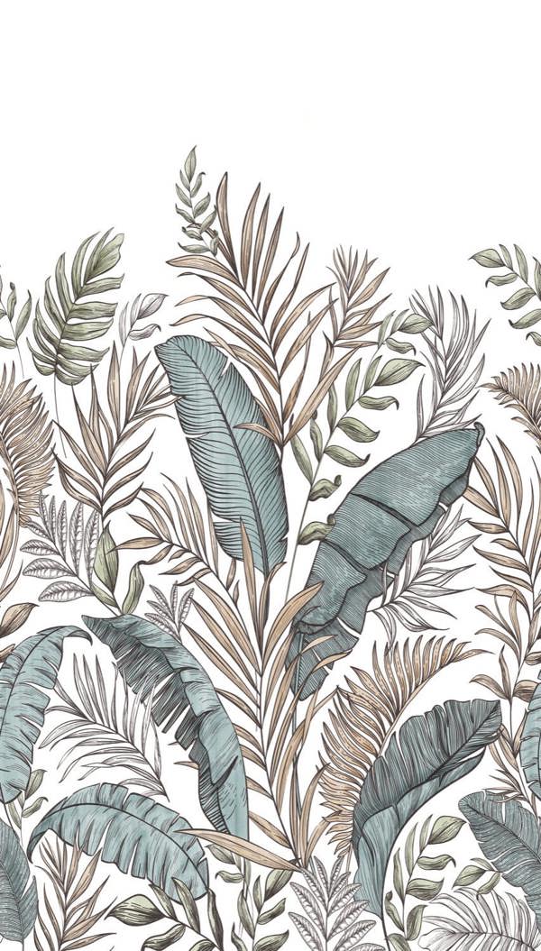 Grandeco Calobra Botanical Jungle Leaf 3 panel repeatable Mural 1.59 x 2.8m, Green