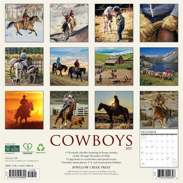 Cowboys Calendar 2027, Wall Calendars, Month To View, Travel, Gift