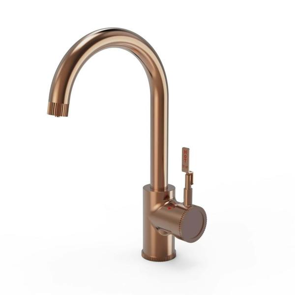 Flode kraft Solo | Industrial Style Single Lever 3 in 1 Instant Boiling Tap | Brushed Copper Finish