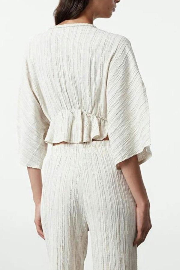 Textured Fabric Ruffled Woven