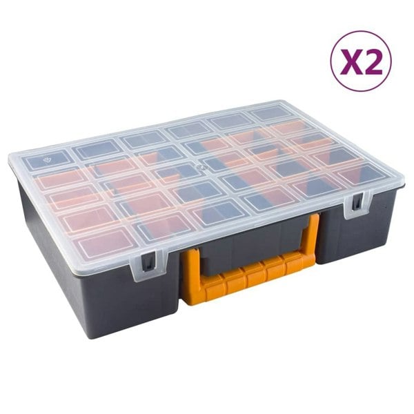 Berkfield Assortment Boxes 2 pcs with Removable Dividers 360x250x85 mm PP