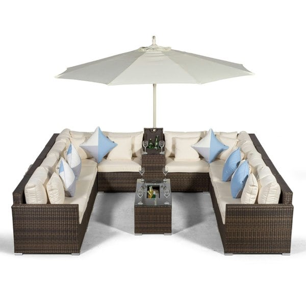 Giardino Havana 10 Seat Rattan Sofa Set with Armrest and Ice Bucket Coffee Table