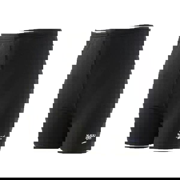 Speedo Junior black Endurance+ Aquashort with white logo and pocket