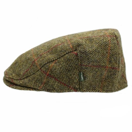 Heather Hats & Accessories British Tweed Wool Flat Cap, Satin Lining, Outdoor Wear, Hawthorn Olive