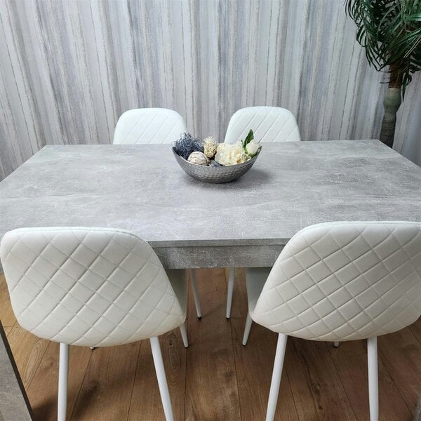 Kosy Koala Wooden Rectangle Dining Table Sets with Set of 4 Chairs, Grey and White