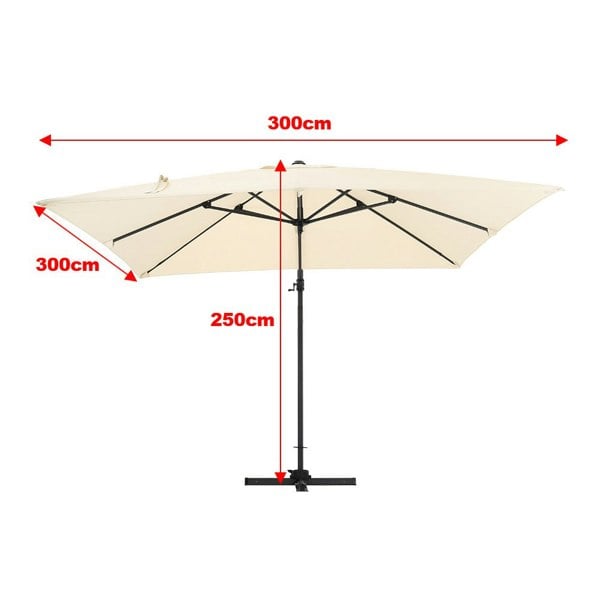 Beige 3 x 3 m Square Cantilever Parasol Outdoor Hanging Umbrella for Garden and Patio Parasols Living and Home