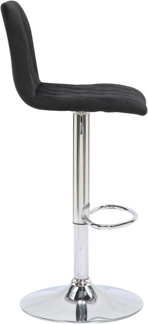 Lamboro Verona Velvet Kitchen Bar Stools, Single, Height Adjustable Gas Lift Stool With Backrest, Breakfast Bar Stool - Black