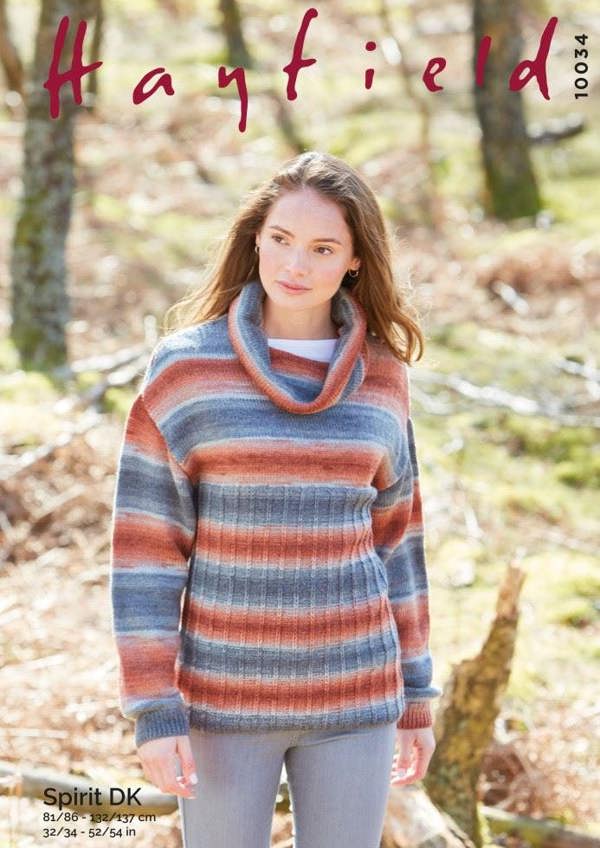 Hayfield Spirit DK Knitting Pattern 10034, Sweaters for Women, 32 - 54 Inches