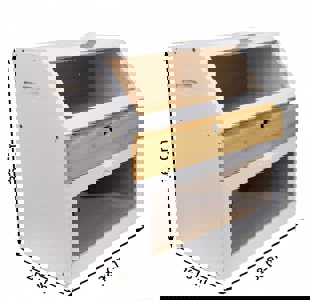 Maison des Cadeaux White 3 Compartment Bamboo Bread Bin