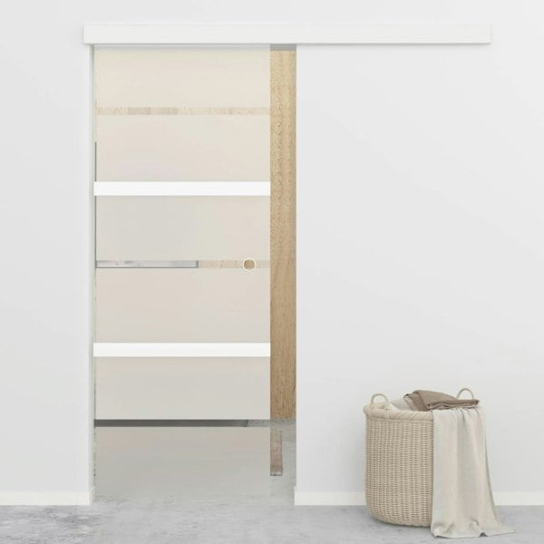 Berkfield Sliding Door ESG Glass and Aluminium 76x205 cm Silver