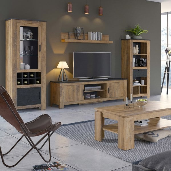 Furniture To Go Rapallo extending dining table 160-200cm in Chestnut and Matera Grey