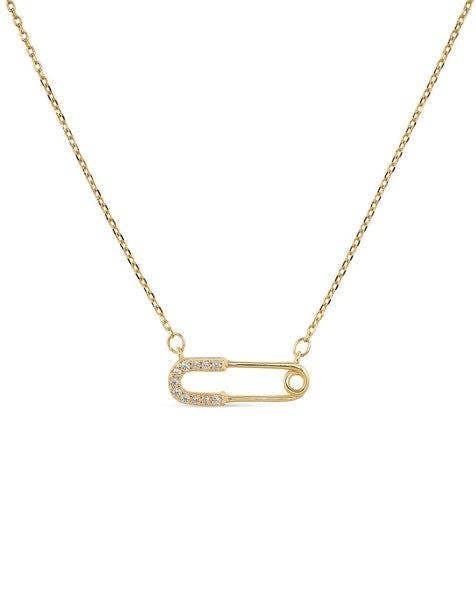 Dainty 14K Gold Safety Pin Necklace - Necklaces - Elk & Bloom
