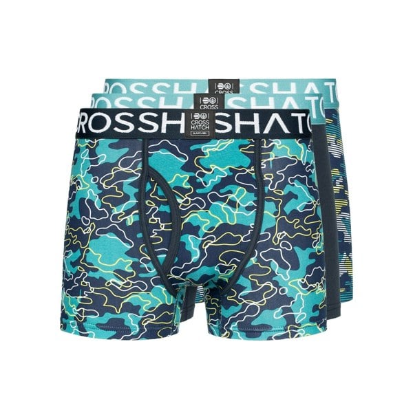 Crosshatch Linamo MVE Open Fly Boxers 3pk Teal