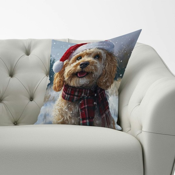 Warren Reed Christmas Cockapoo Cushion