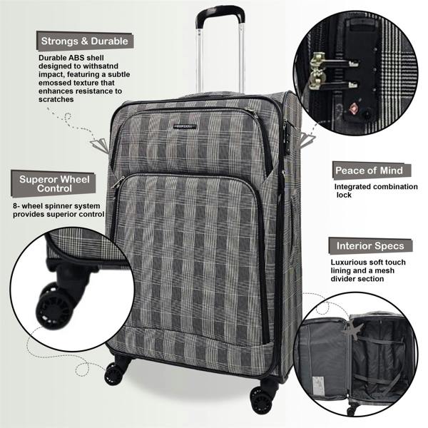 Eagle Luggage Soft Shell Cabin Suitcase 55 x 37 x 20 cm Lightweight Luggage Suitable for Easyjet, Ryanair