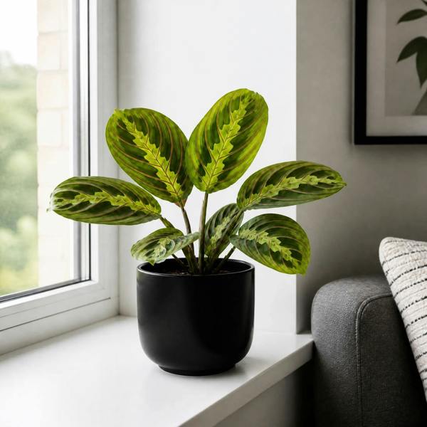 Maranta Lemon Lime Prayer Plant 12cm Pot – Variegated Indoor Houseplant The Rose Press Garden