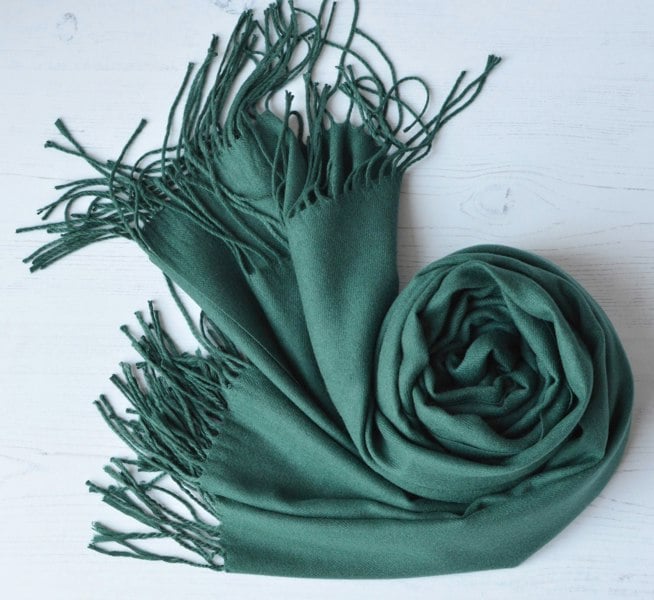 Antonia York Forest Green | Drew Pashmina Super Soft Large Special Occasion Wrap with Tassels