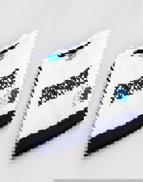 Fortnite Boys White Logo Print Short Sleeved T-Shirt