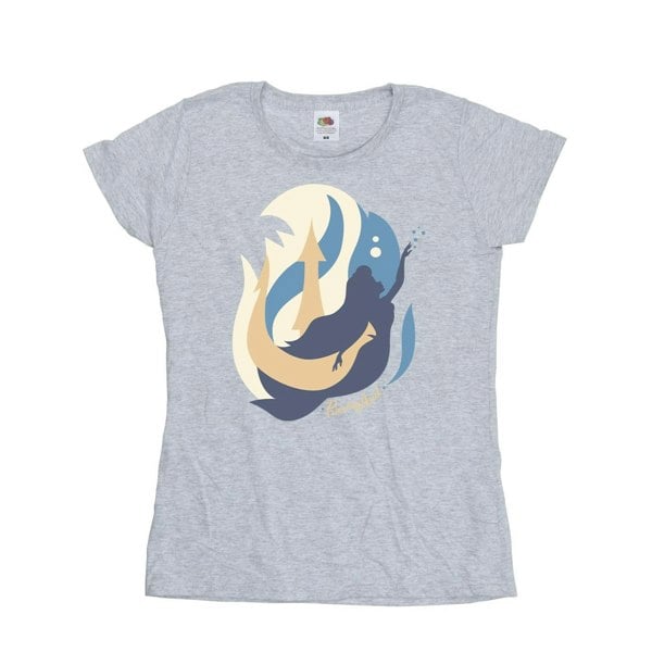 Disney Womens/Ladies The Little Mermaid Colour Silhouettes Cotton T-Shirt - Sports Grey