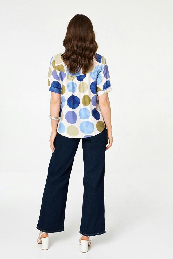 Blue | Printed 1/2 Sleeve Relaxed Blouse