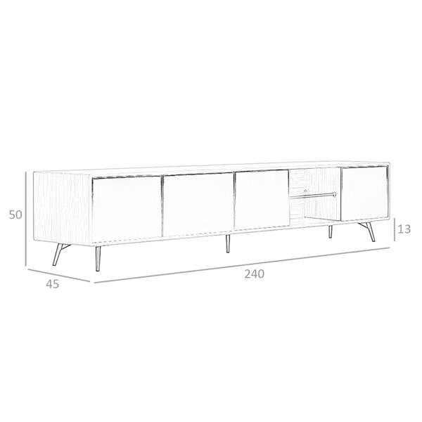 Angel Cerdá Mirror Effect Black Glass, Walnut and Black Steel TV Unit 3048
