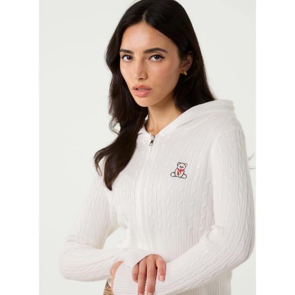 Pink Vanilla Cable Knit Bear Hoodie