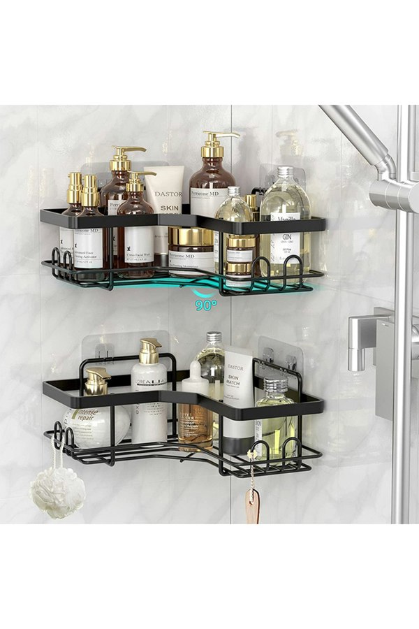 Living and Home 3Pcs Corner Shower Caddy Set with Wall Stickers