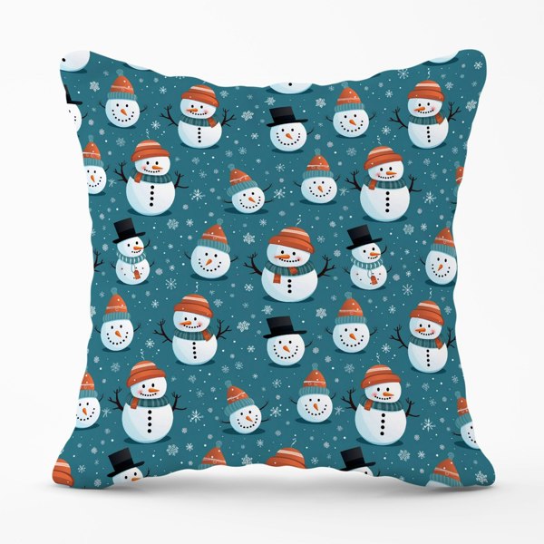 Warren Reed Jolly Christmas Snowmen Cushions