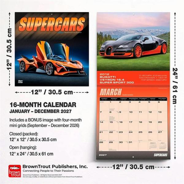 Supercars Calendar 2027, Wall Calendars, Month To View, Transport, Gift